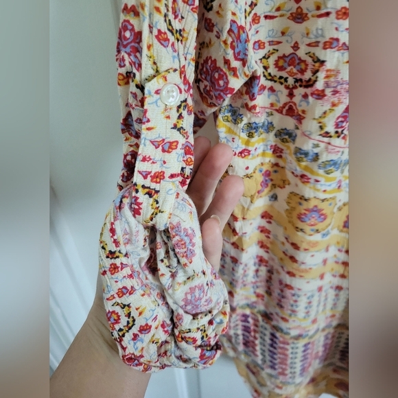 Nine West Women's Floral Boho Floral Multicolor Rolltab Sleeve Tunic Size Large - Picture 6 of 6